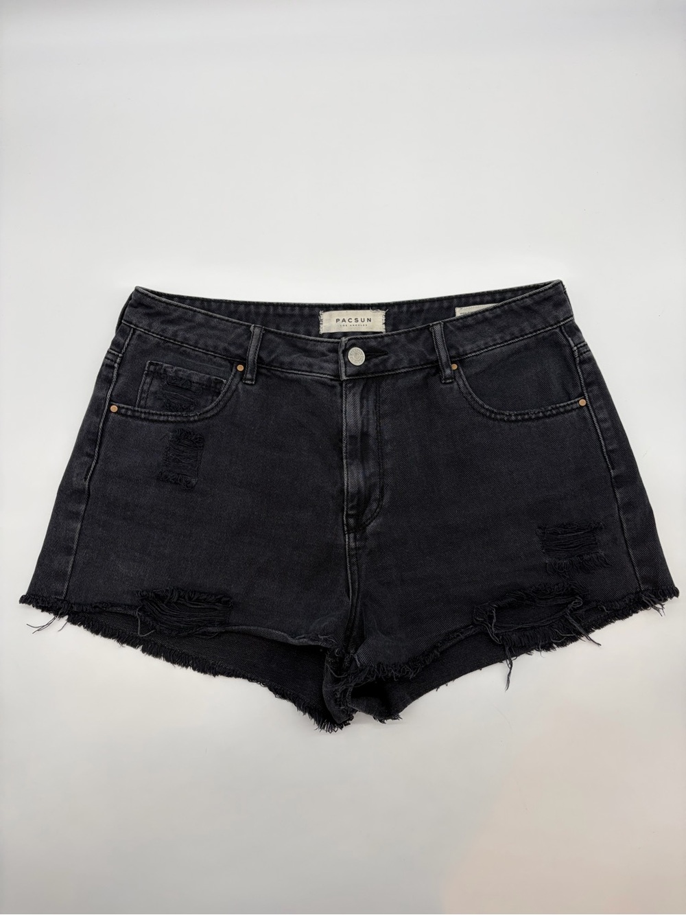 PacSun Black Distressed High-Rise Jean Shorts
